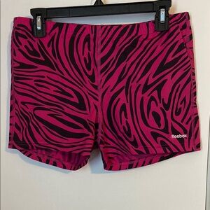 EUC Reebok Pink and Black Athletic Shorts with Zebra Print